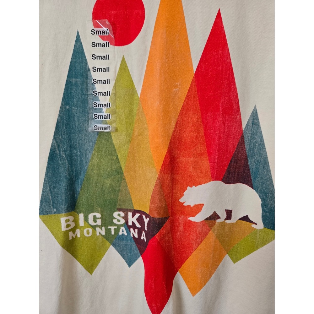 NWT Blue 84 Mens Small T-Shirt Ivory Big Sky Montana Mountain Bear Graphic - Picture 2 of 8